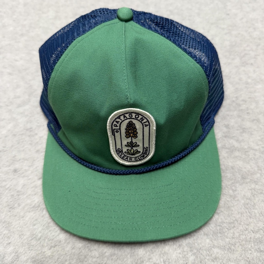 Patagonia Airfarer Hat Mens One Size Green Trucker Mesh Patch Rope Cap Snap Back